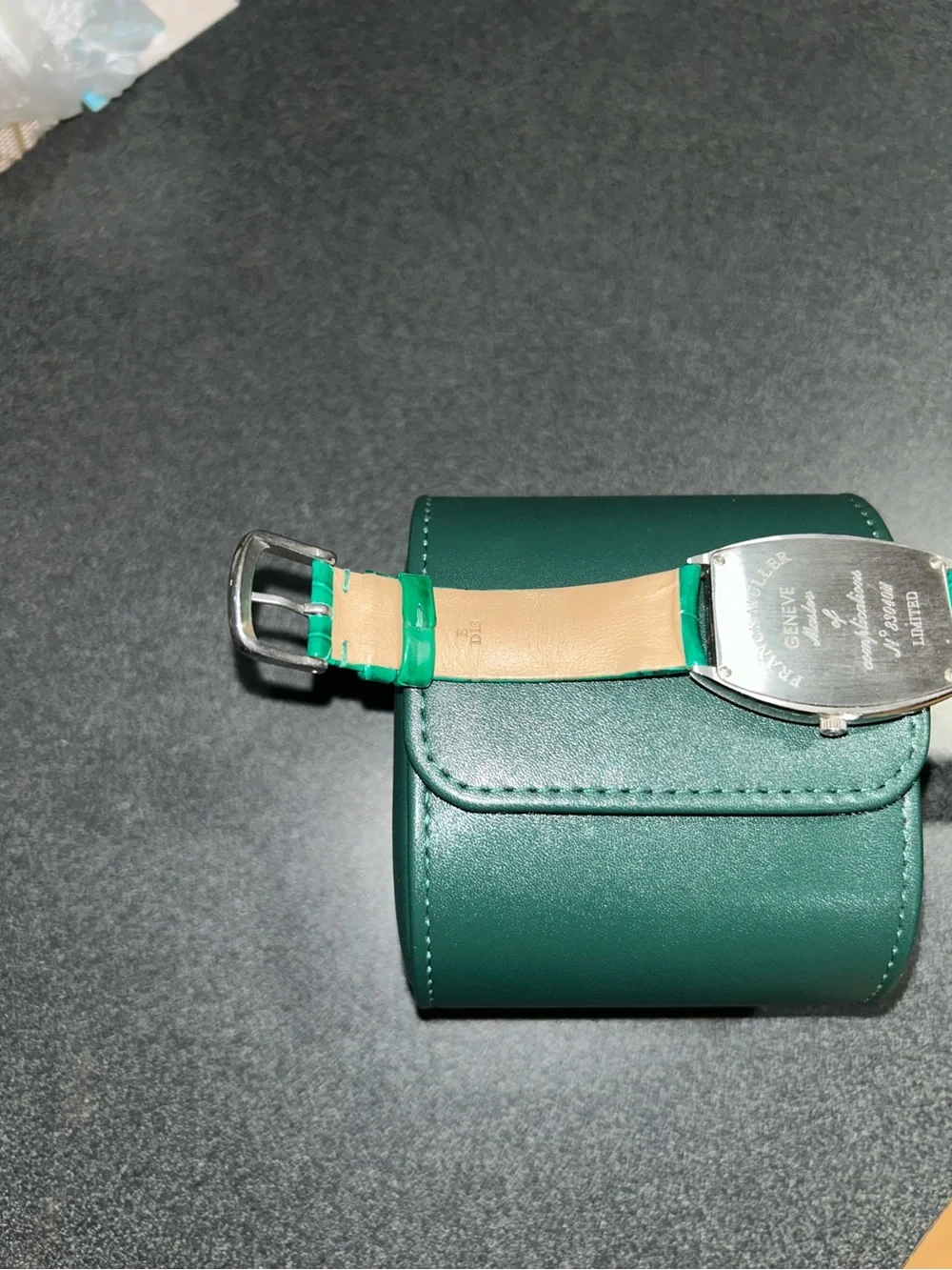 Franck Muller Conquistador Watch with Bold Green Alligator Strap